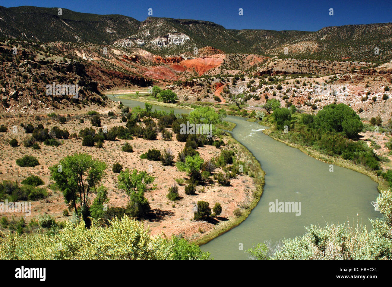 Springtime along the Rio Chama near Abiquiu, New Mexico, USA Stock Photo