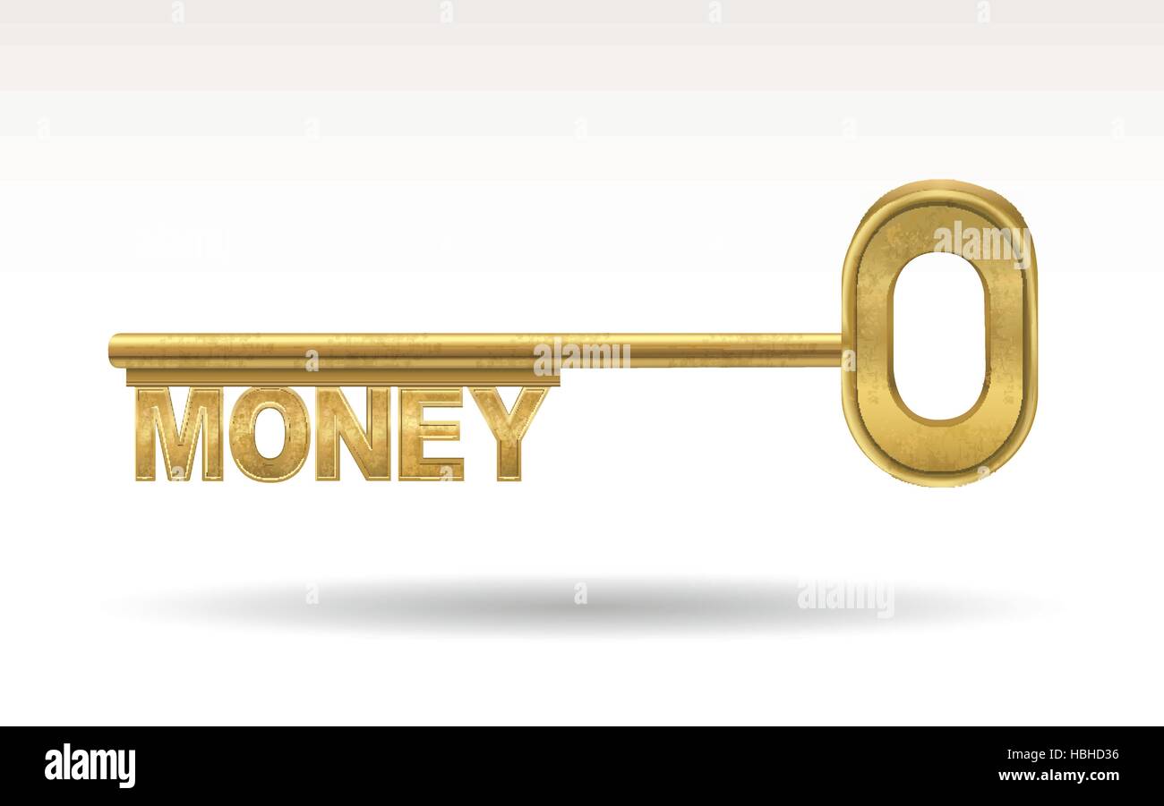 money - golden key isolated on white background Stock Vector