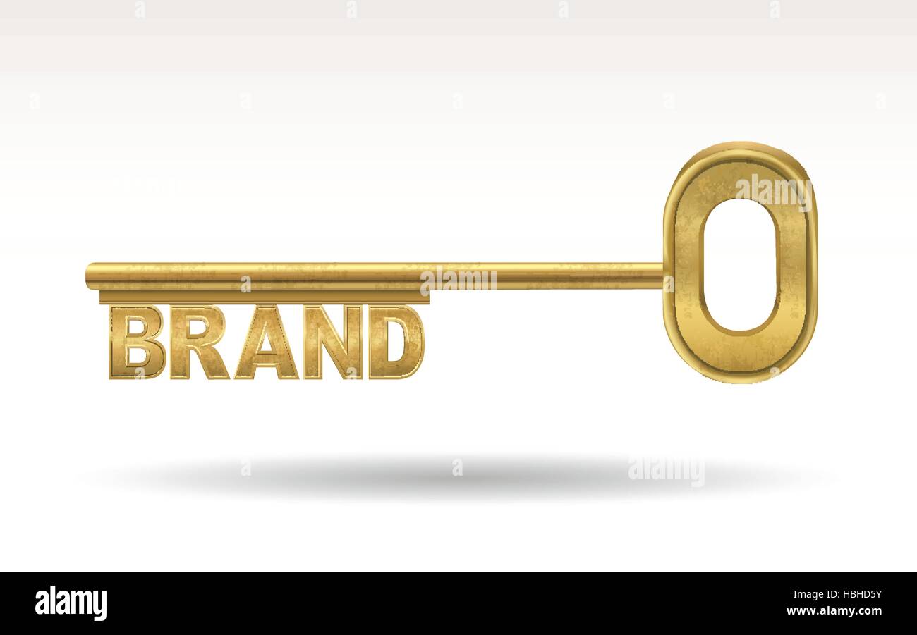 brand - golden key isolated on white background Stock Vector