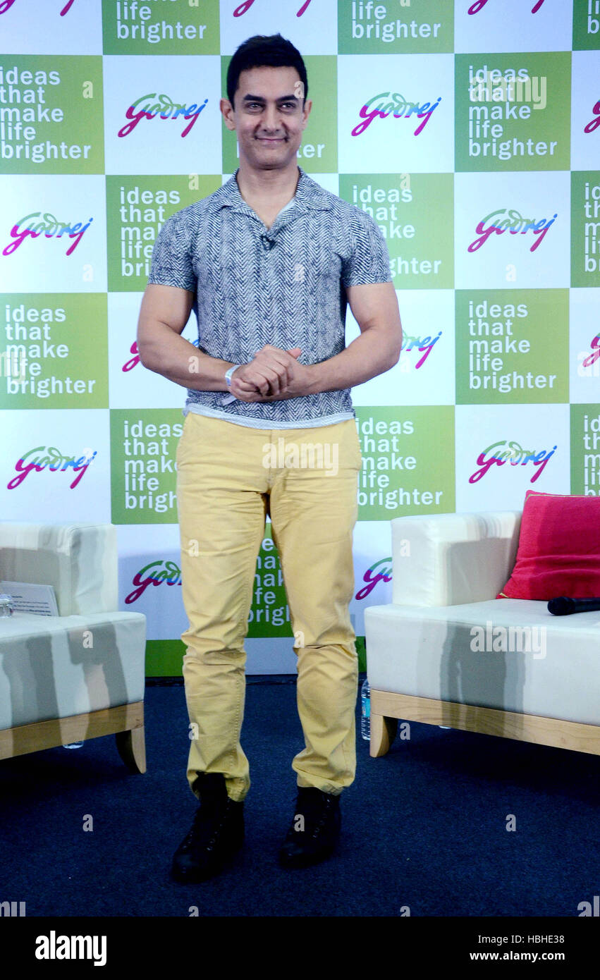 Bollywood actor Aamir Khan, visited the Godrej group campus to promote the campaign Ideas that make life brighter in Mumbai Stock Photo