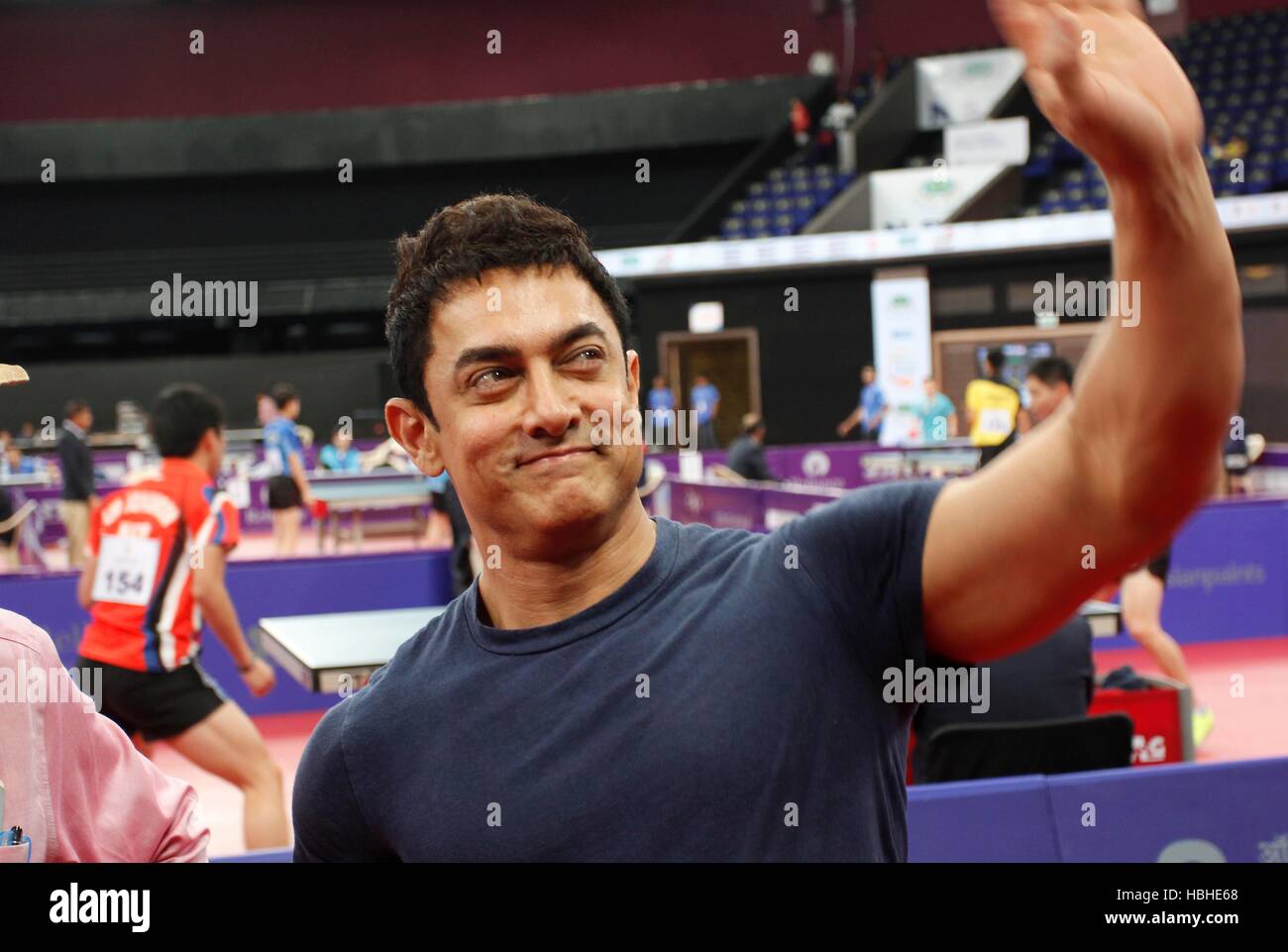 Bollywood actor Aamir Khan at the 20th Reliance Asian Junior & Cadet Table Tennis Championship in Mumbai, India - sms 355183 Stock Photo