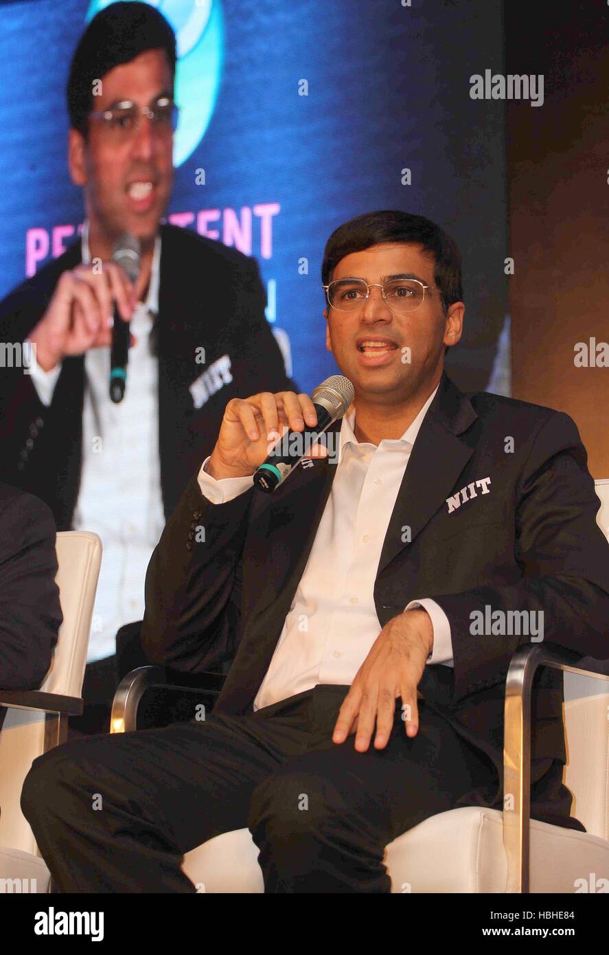 Chess World Champion Vishwanathan Anand during the announcement of 3rd Edition of Maharashtra Chess League (MCL) in Mumbai Stock Photo
