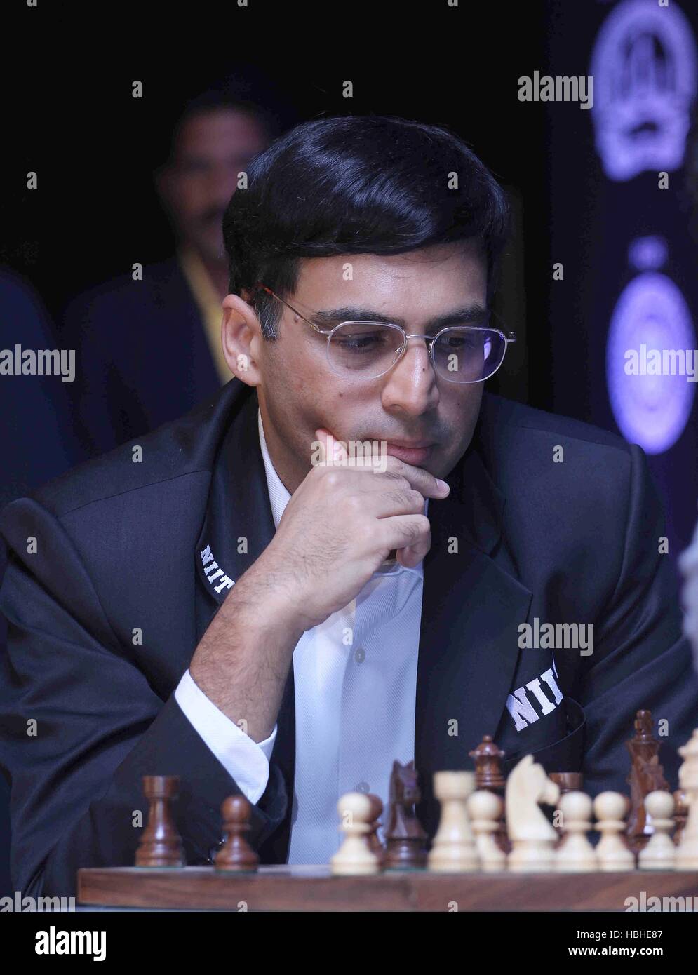 Viswanathan Anand ; Indian chess Grandmaster ; Chess World Champion ; Vishwanathan Vishy Anand ; 3rd Edition of Maharashtra Chess League ; MCL ; Bombay ; Mumbai ; Maharashtra ; India ; Asia Stock Photo