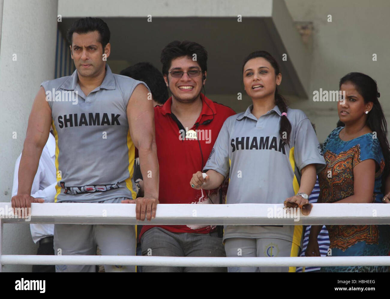 Bollywood Salman Khan Junaid Khan Rani Mukherjee Arpita Khan Junoon charity cricket match held Rotaract club HR college Mumbai Stock Photo