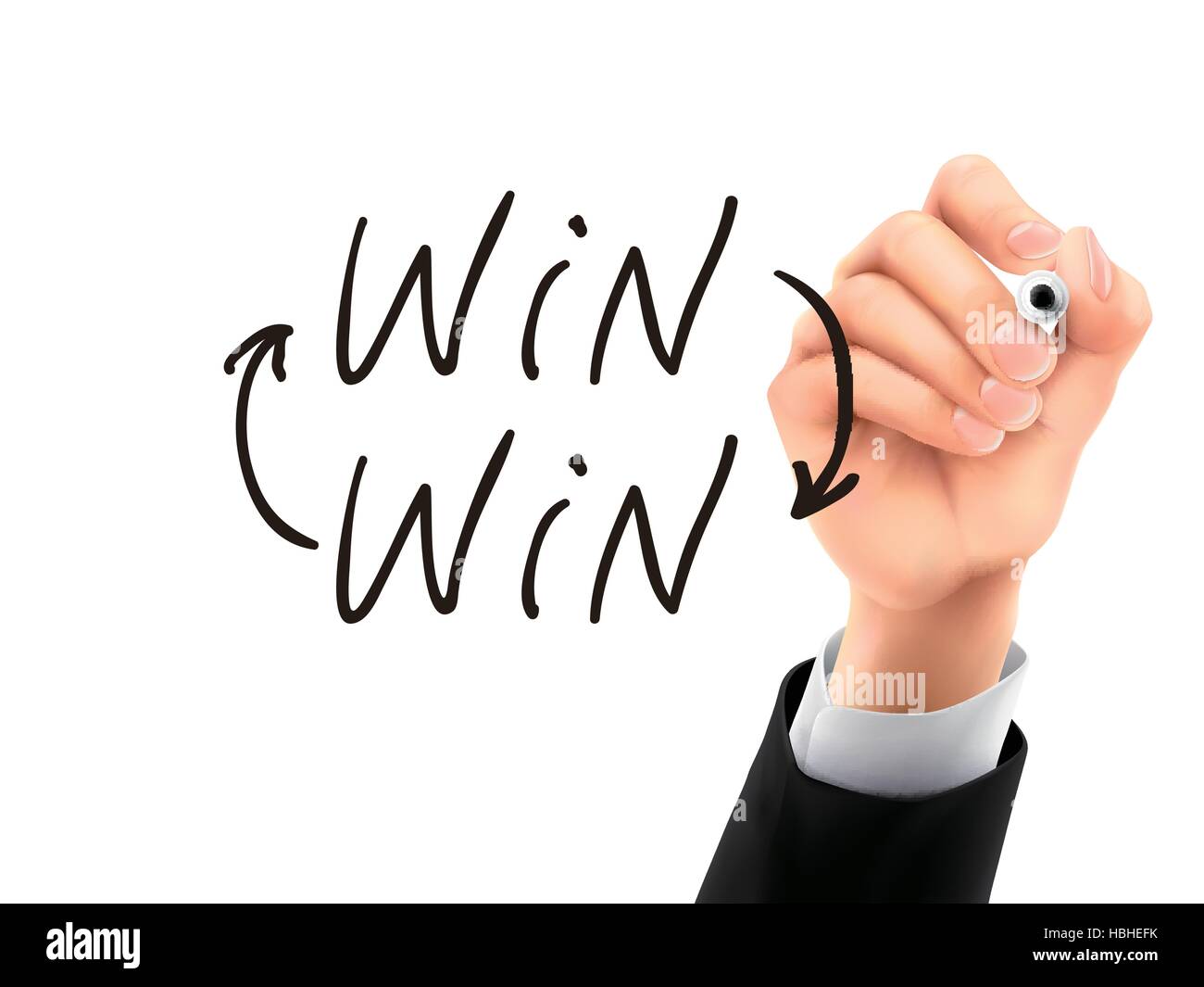 win word written by hand on a transparent board Stock Vector