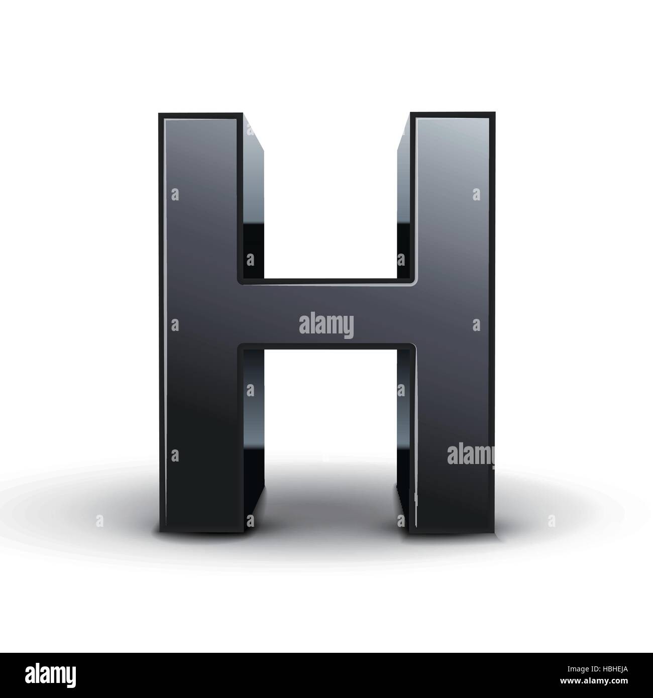 3d black letter H isolated on white background Stock Vector Image & Art