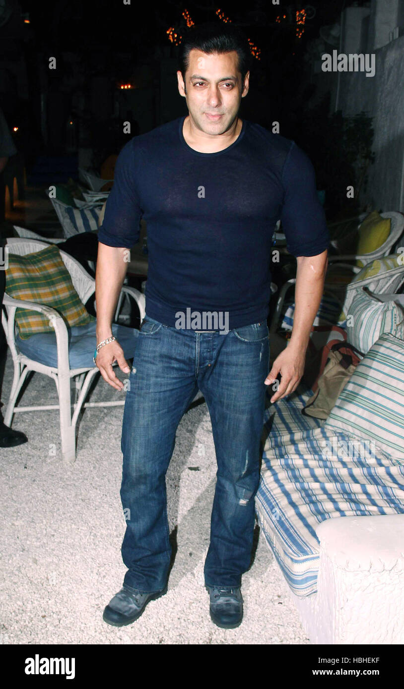 Bollywood Salman Khan during the success party of the film Heropanti in Mumbai, India Stock Photo