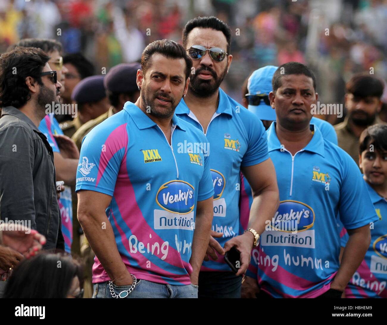 Bollywood actor Salman Khan during the Celebrity Cricket League match