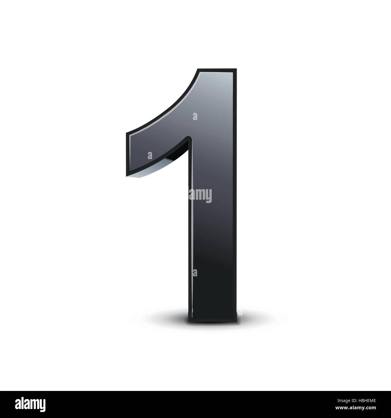 3d shiny black number 1 isolated on white background Stock Vector Image ...