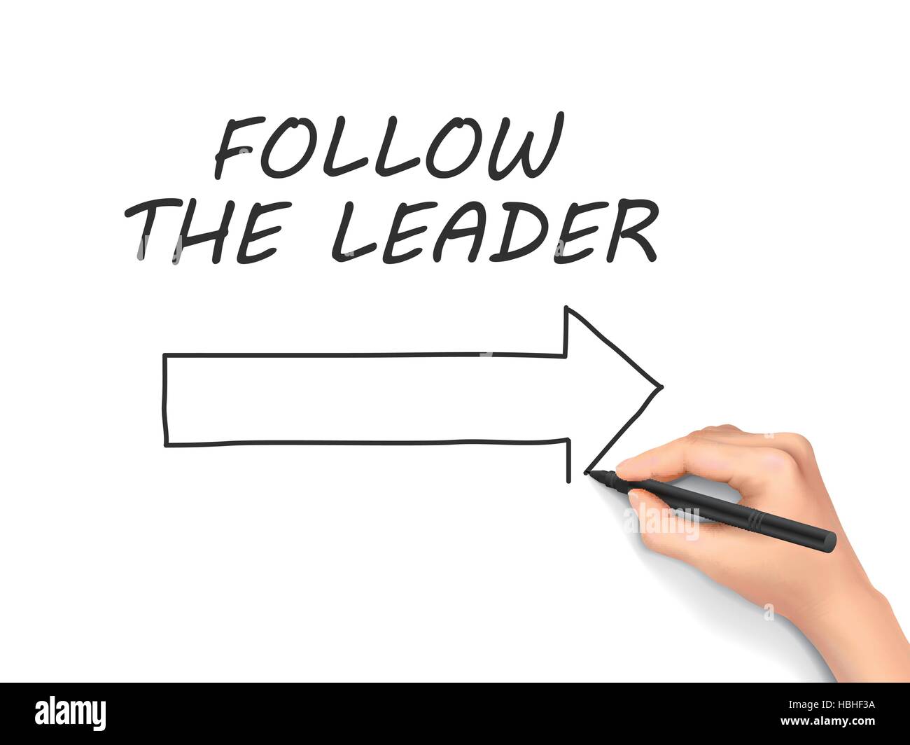 follow the leader written by hand on white background Stock Vector