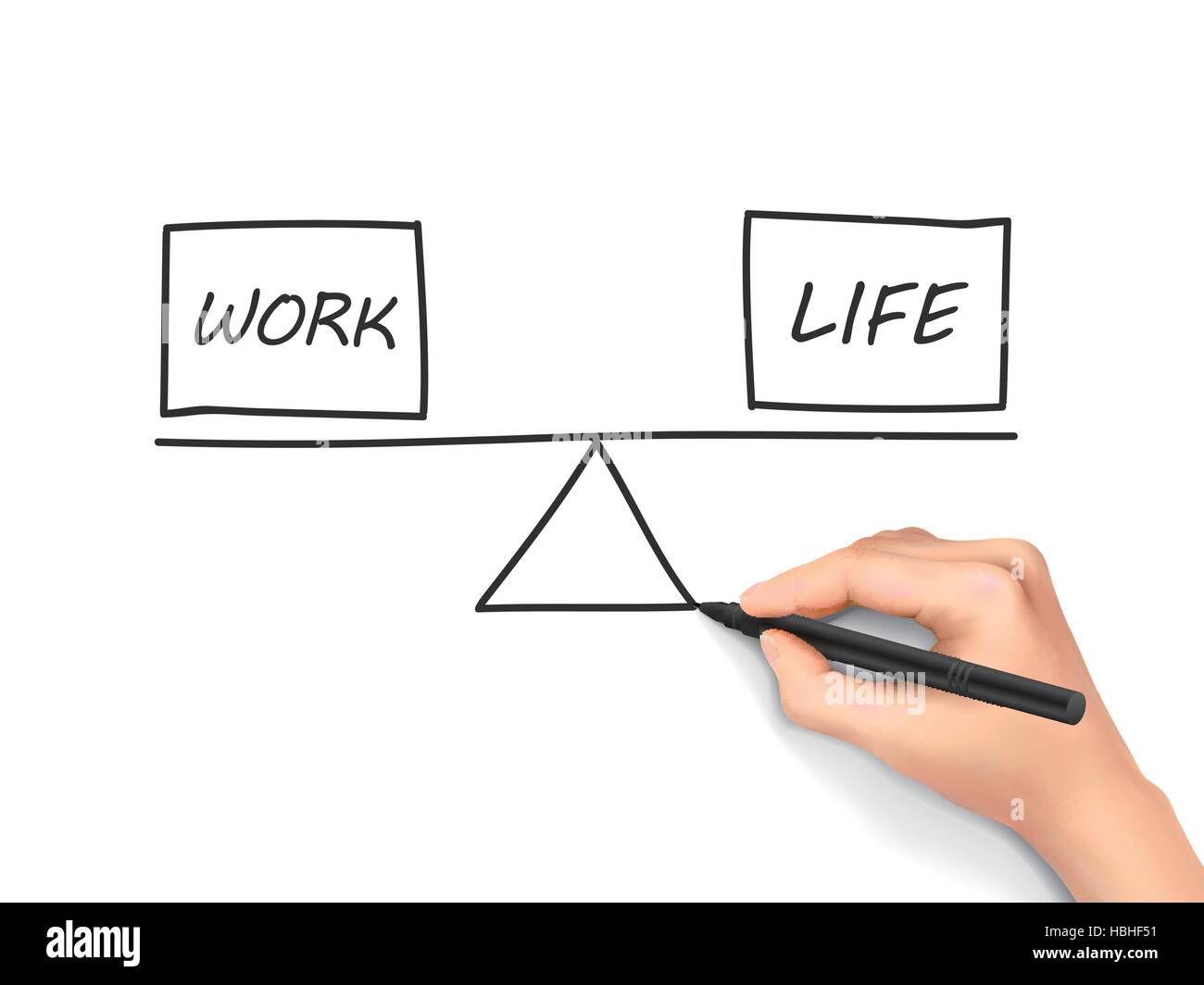 life and work balance drawn by human hand over white background Stock ...