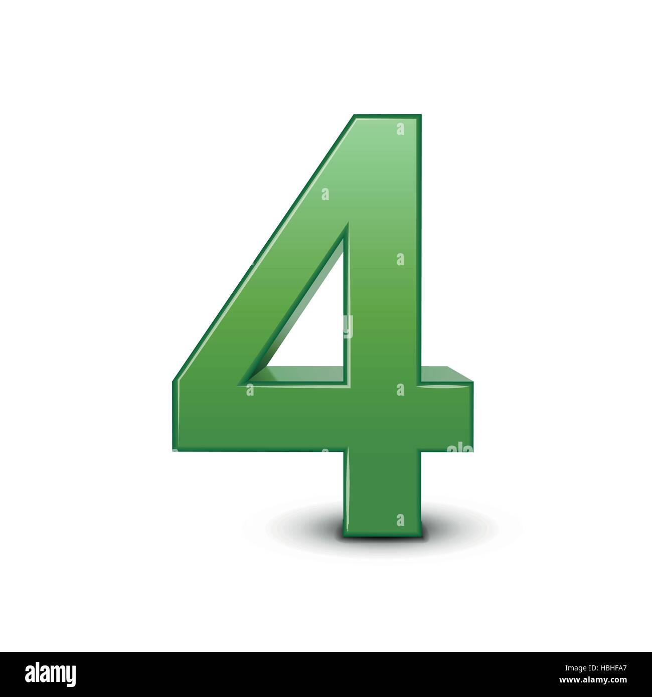 3d shiny green number 4 isolated on white background Stock Vector Image