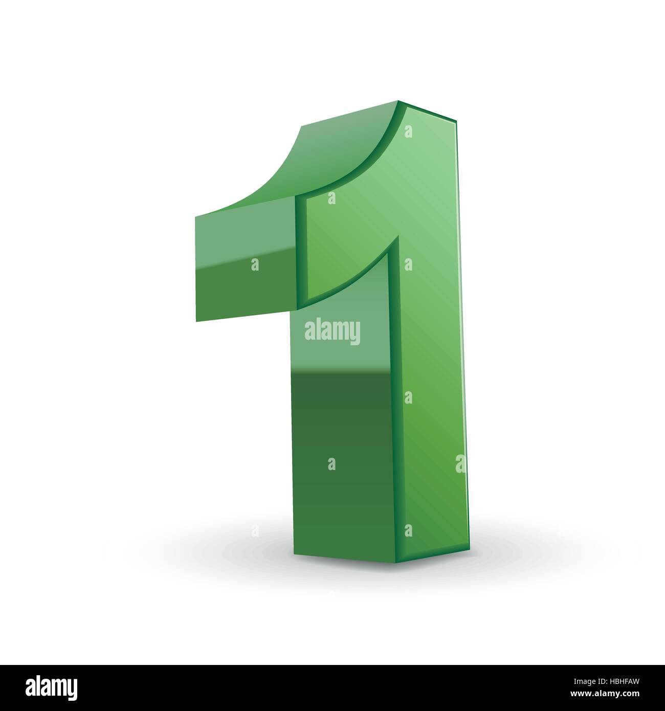 3d shiny green number 1 isolated on white background Stock Vector Image