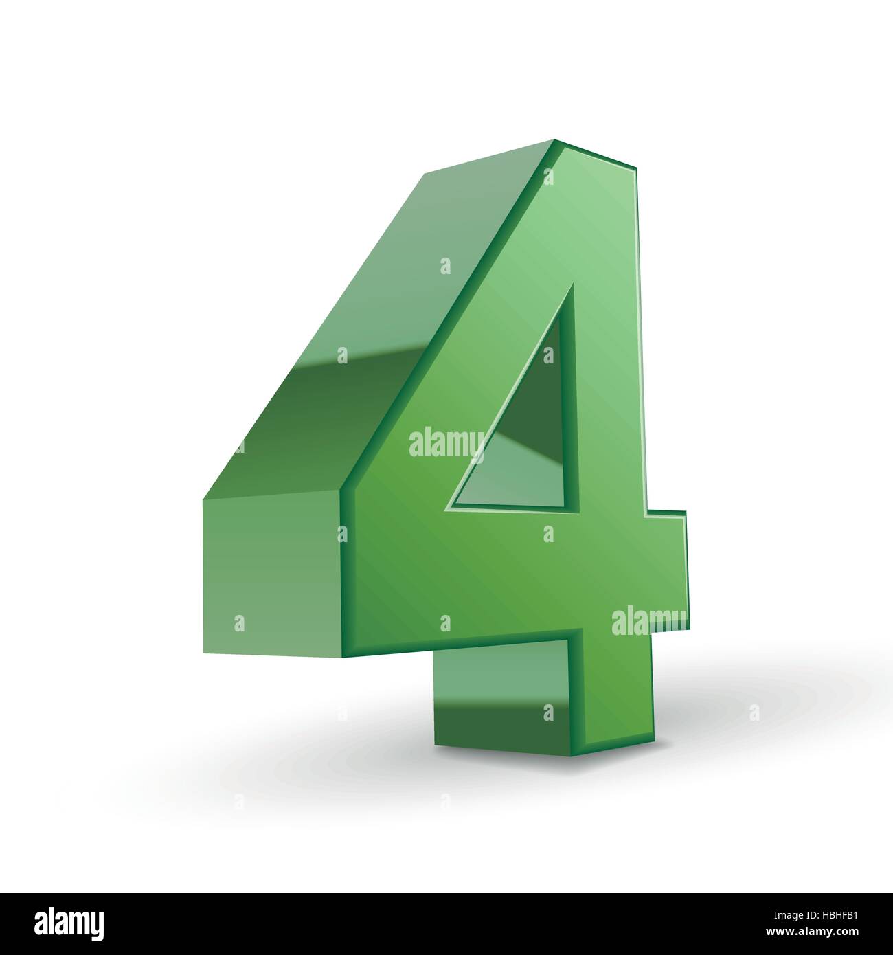 3d shiny green number 4 isolated on white background Stock Vector Image