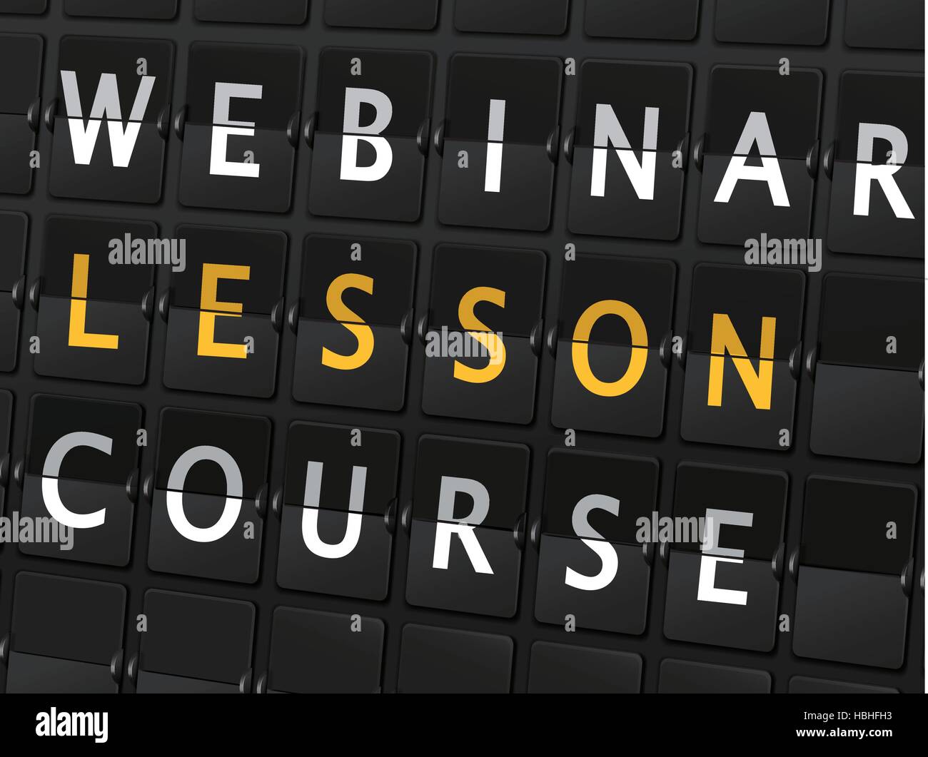 webinar lesson course words on airport board background Stock Vector ...