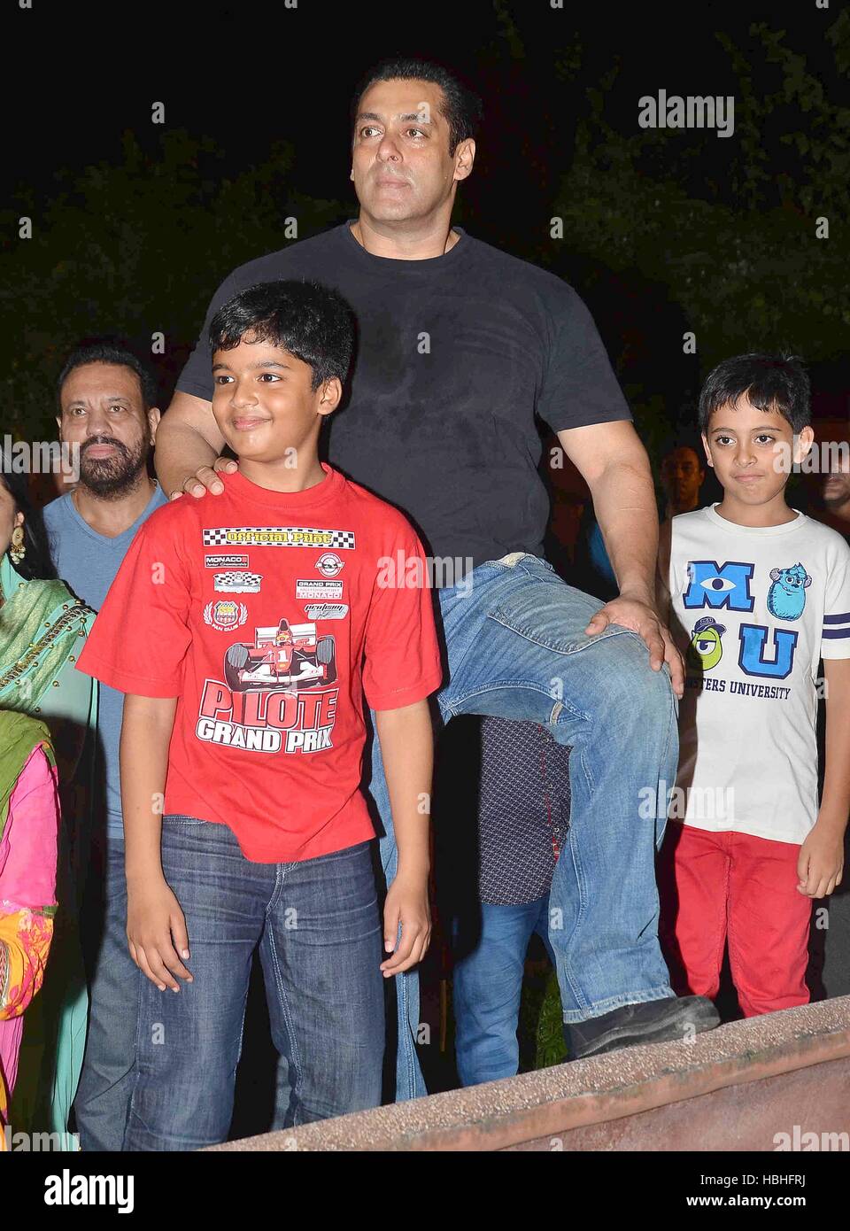 Salman Khan, Indian actor, looking at Ganesh Festival procession