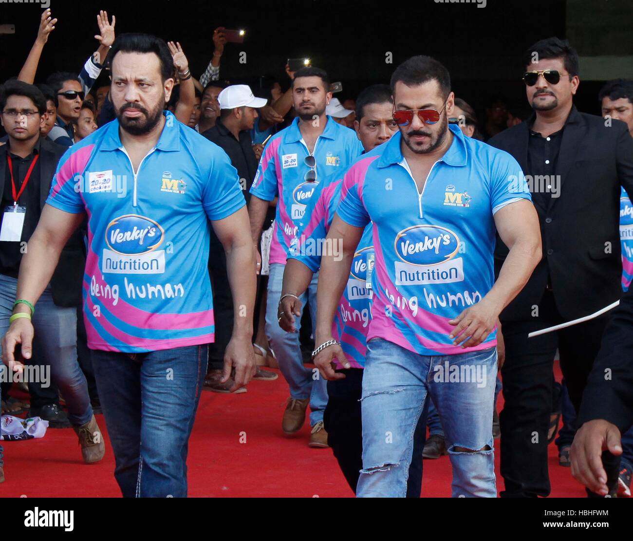 Salman Khan, Indian actor, wearing Venkys nutrition Being Human tshirt, Bombay, Mumbai, Maharashtra, India, Asia Stock Photo