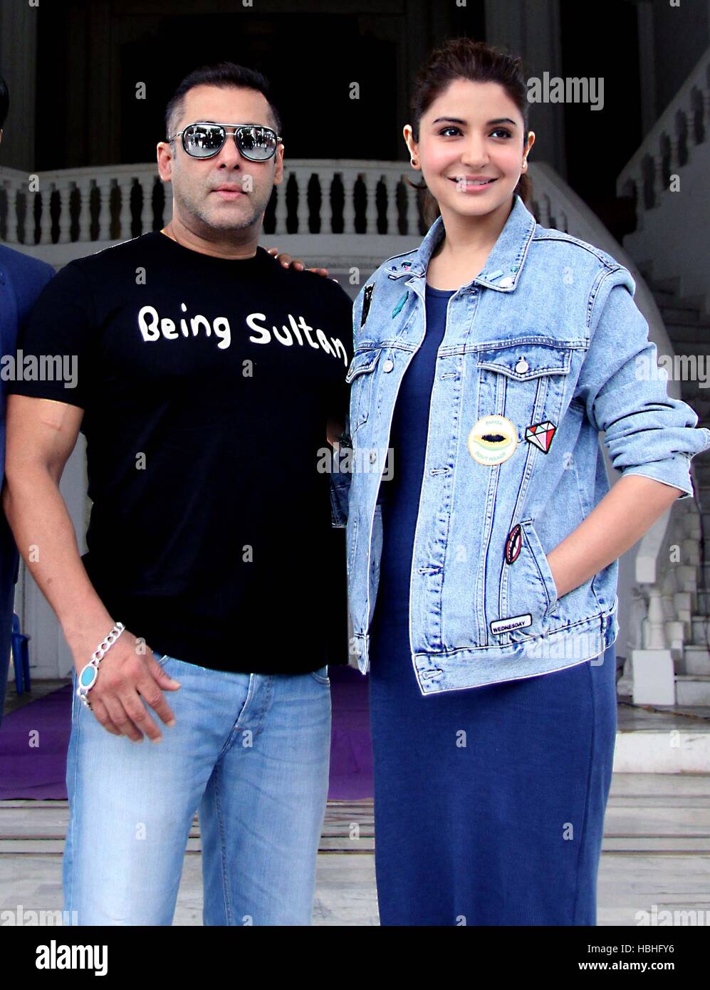 Salman Khan, Indian actor, and Anushka Sharma, Indian actress, at success of film Sultan, Bombay, Mumbai, Maharashtra, India, Asia Stock Photo