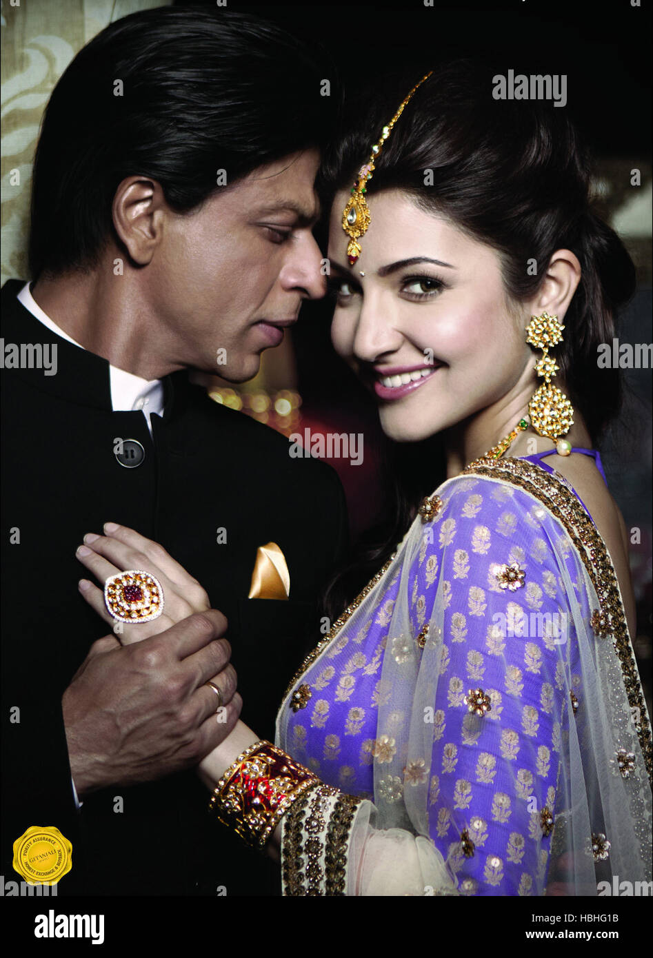 Anushka Sharma, Indian Bollywood actress with Bollywood actor Shah Rukh Khan for Gitanjali Group as Brand Ambassador Mumbai India Stock Photo