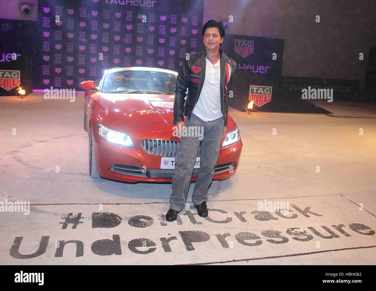 Bollywood actor, Shahrukh Khan, brand ambassador Tag Heuer watches for Don't Crack Under Pressure initiative Mumbai India Stock Photo