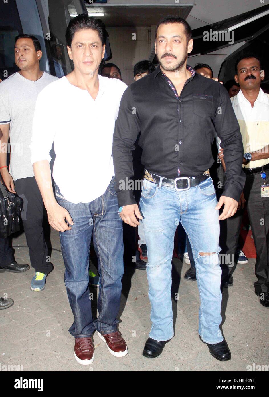 Shahrukh Khan and Salman Khan at the event of Big Boss Season 8 in Mumbai India Stock Photo