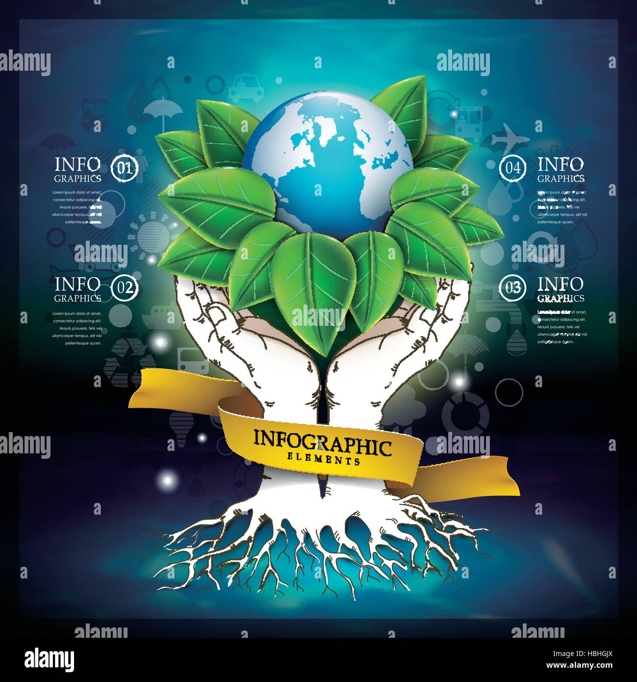 abstract ecology template with earth and hands elements Stock Vector ...