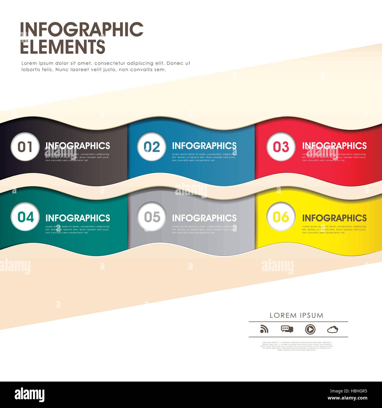modern vector abstract 3d waves paper infographic elements Stock Vector ...