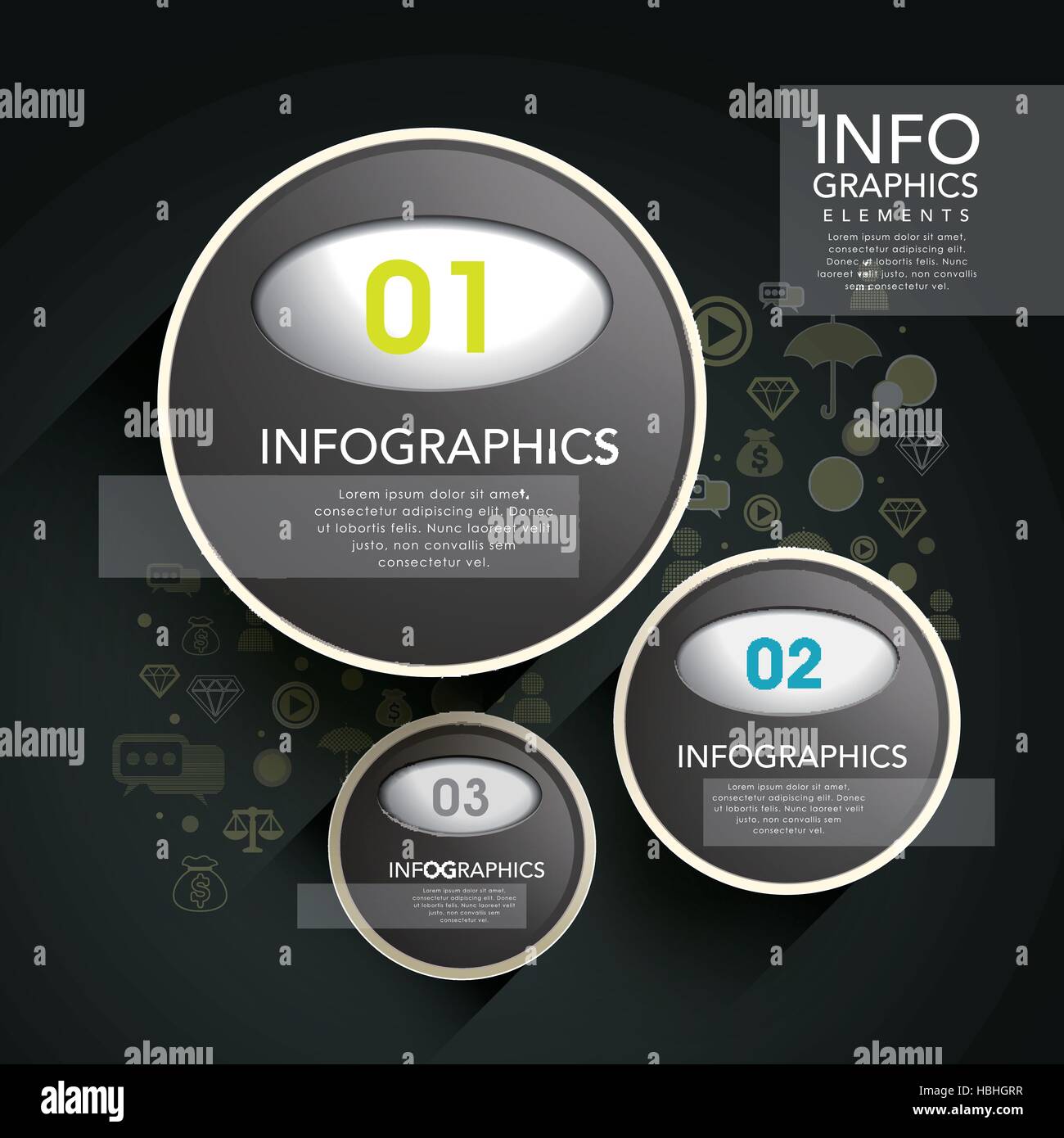 vector abstract black plastic circle label infographic elements Stock ...