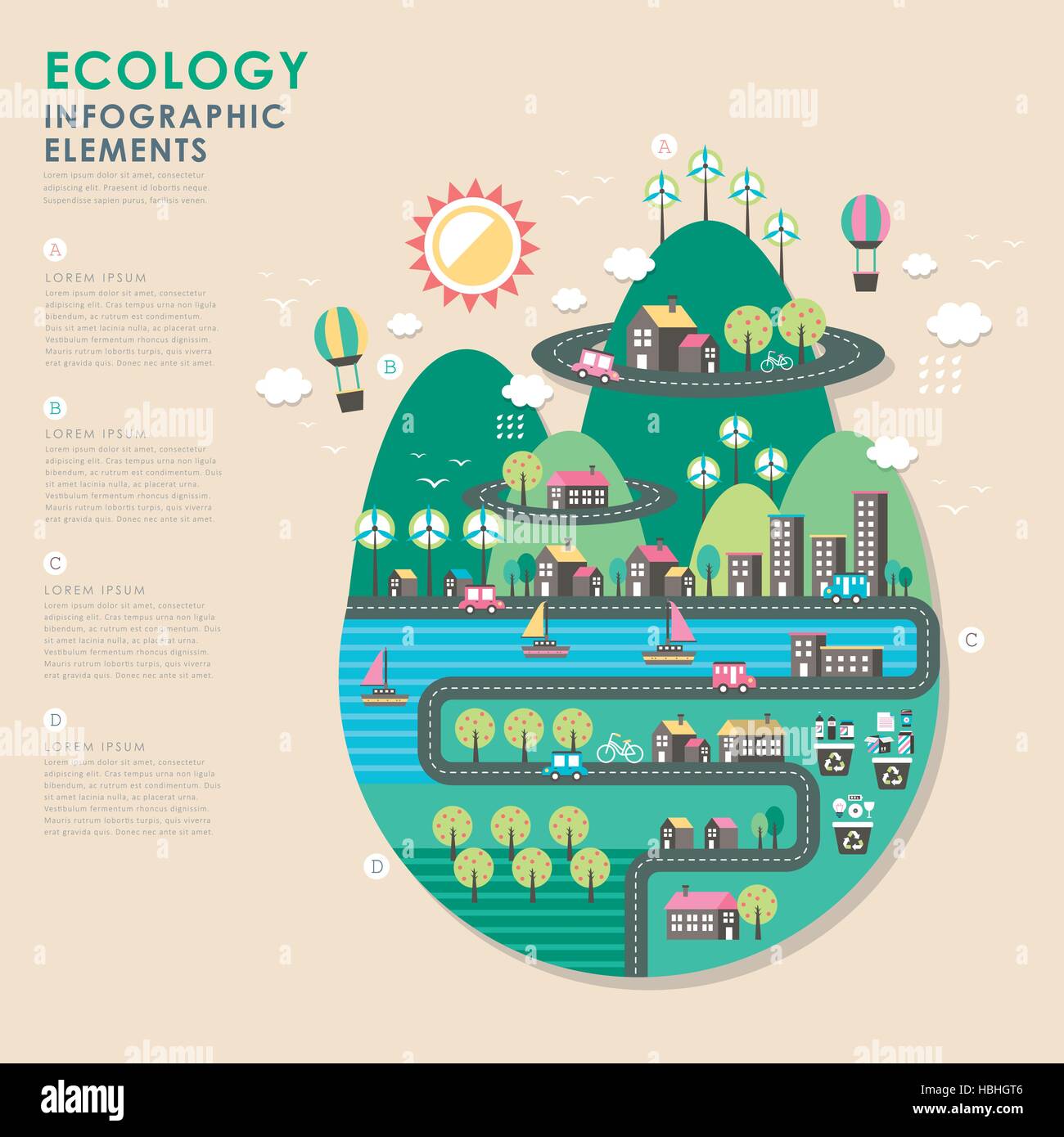 vector ecology illustration infographic elements flat design Stock ...