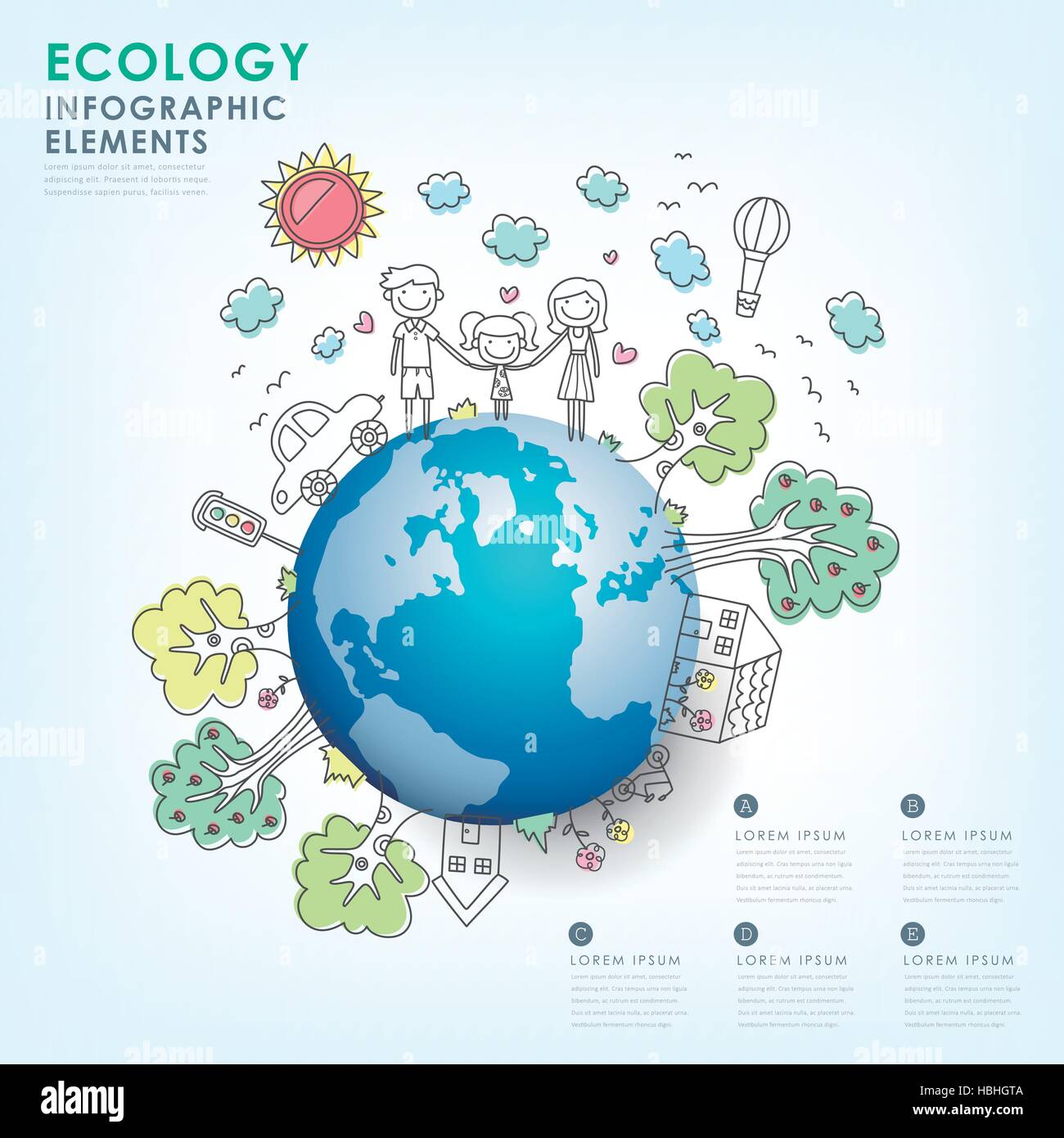 hand drawn vector ecology illustration infographic elements design ...