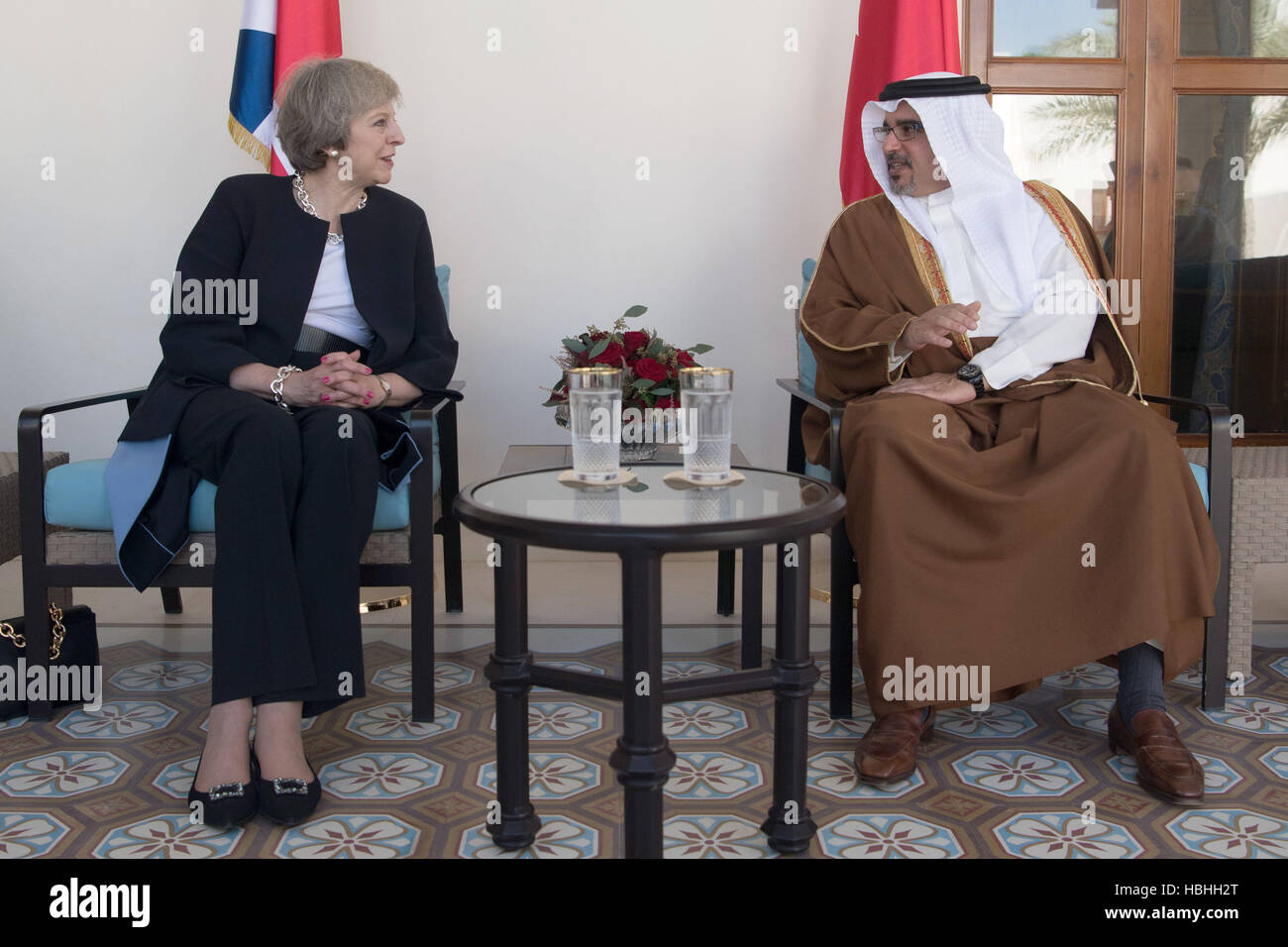 During a bilateral meeting at the uk villa in manama hi-res stock ...