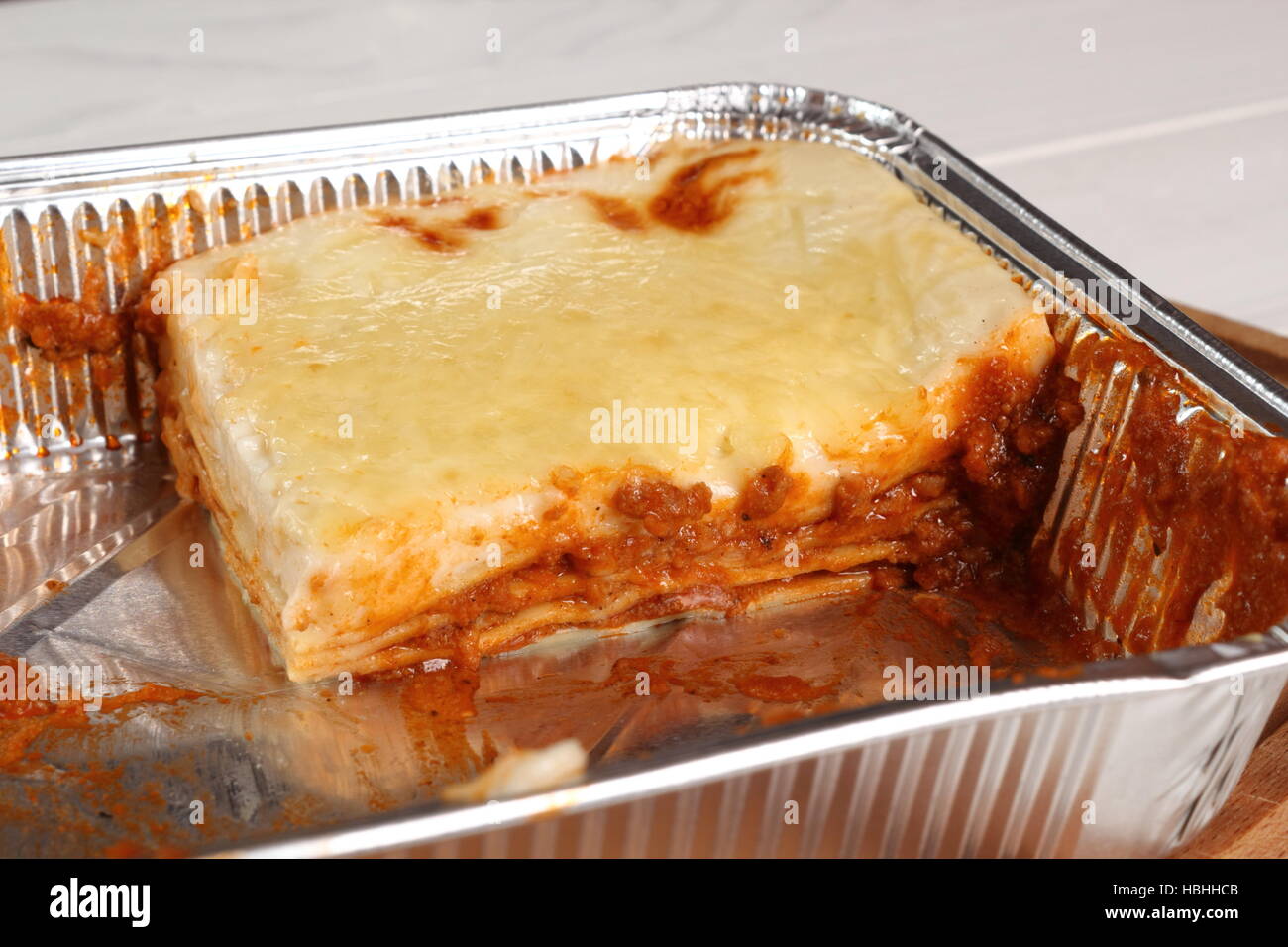 Baked Lasagne Bolognese in Disposable Foil Dish Stock Photo Alamy