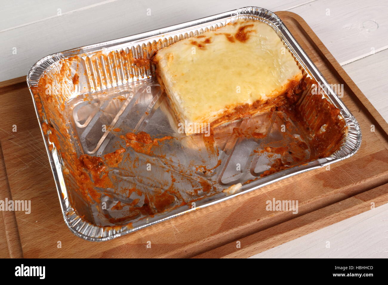 Baked Lasagne Bolognese in Disposable Foil Dish Stock Photo Alamy