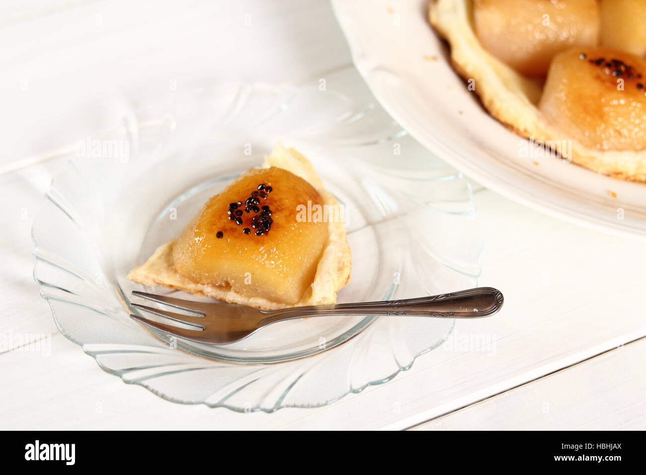 Pear Tarte Tatin with Cardamom Stock Photo