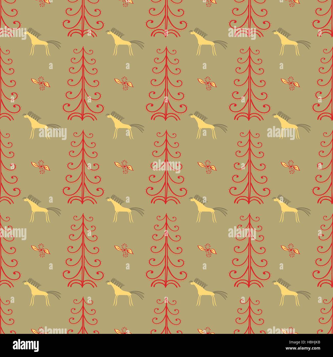 Horse among forest trees seamless pattern Stock Vector Image & Art - Alamy