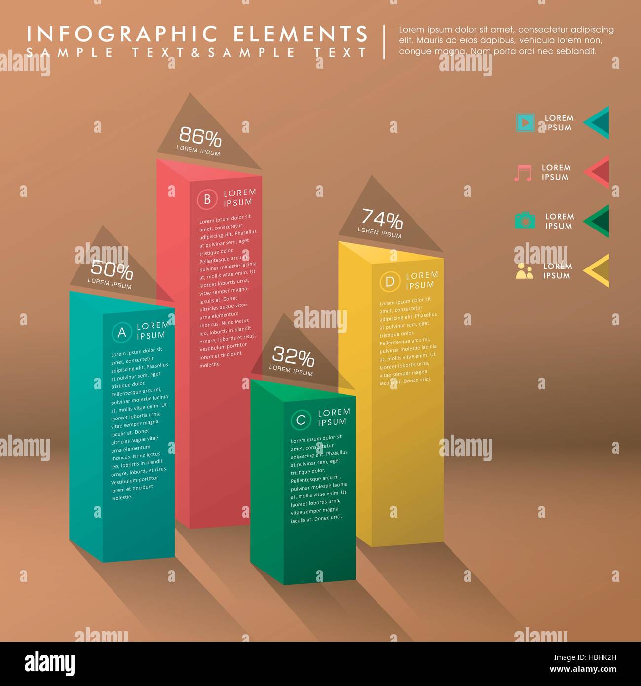 vector abstract bar chart flat design infographic elements Stock Vector ...