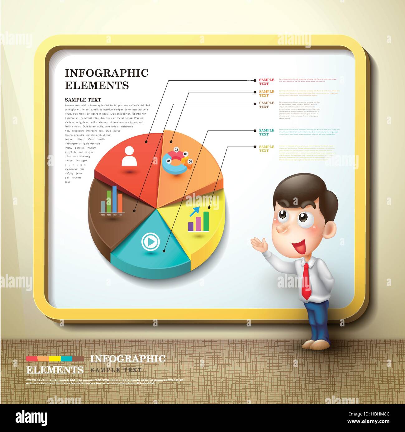 cartoon vector abstract pie chart infographic elements Stock Vector