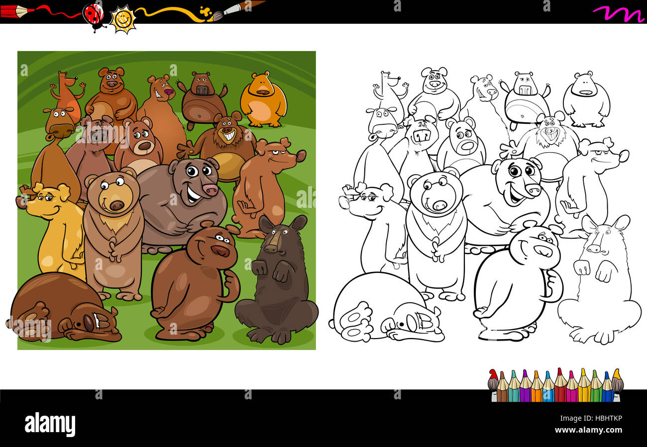 bear characters coloring book Stock Photo - Alamy