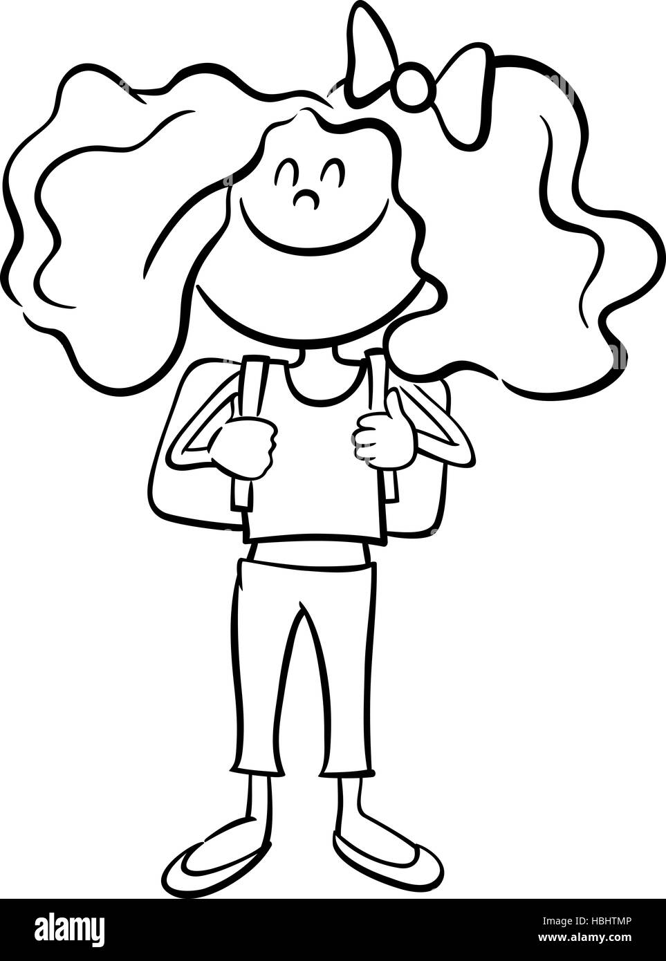 school girl coloring page Stock Photo   Alamy