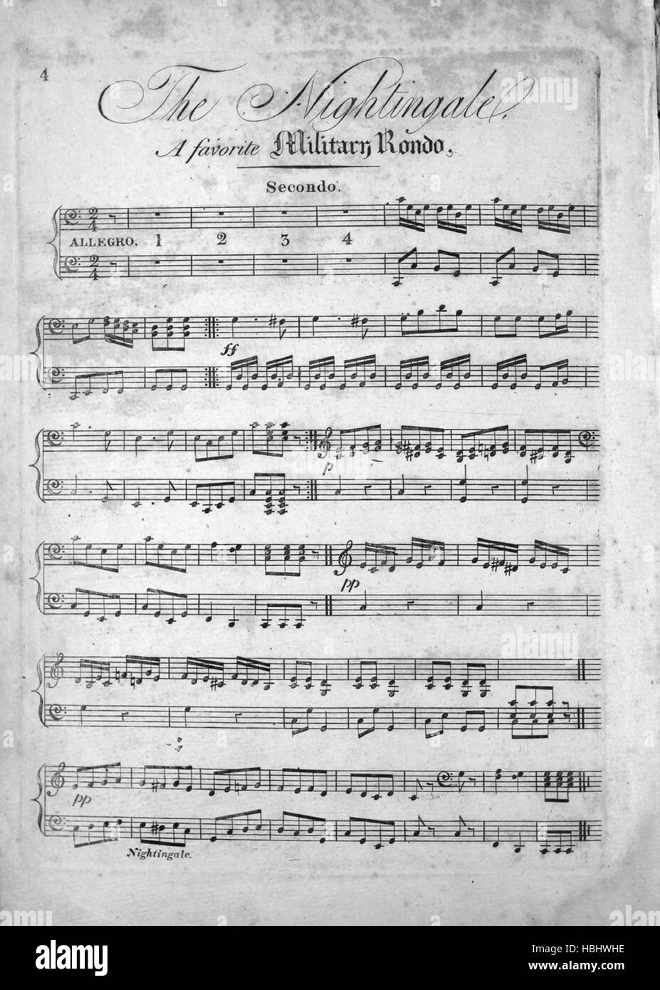 Sheet Music Cover Image Of The Song The Nightingale A Favorite Stock Photo Alamy