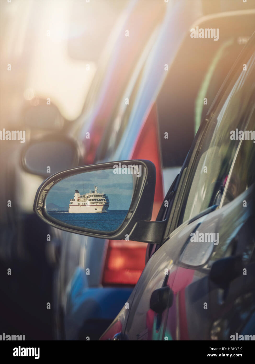 Car mirror reflection Stock Photo Alamy