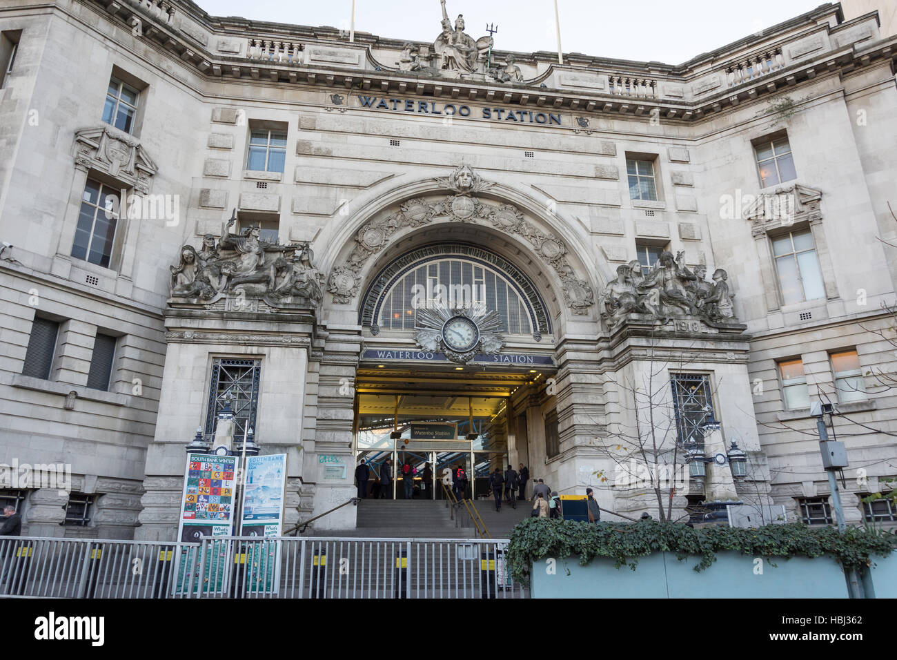 Entrance to Waterloo Railway Station, Waterloo, London Borough of Lambeth, Greater London, England, United Kingdom Stock Photo