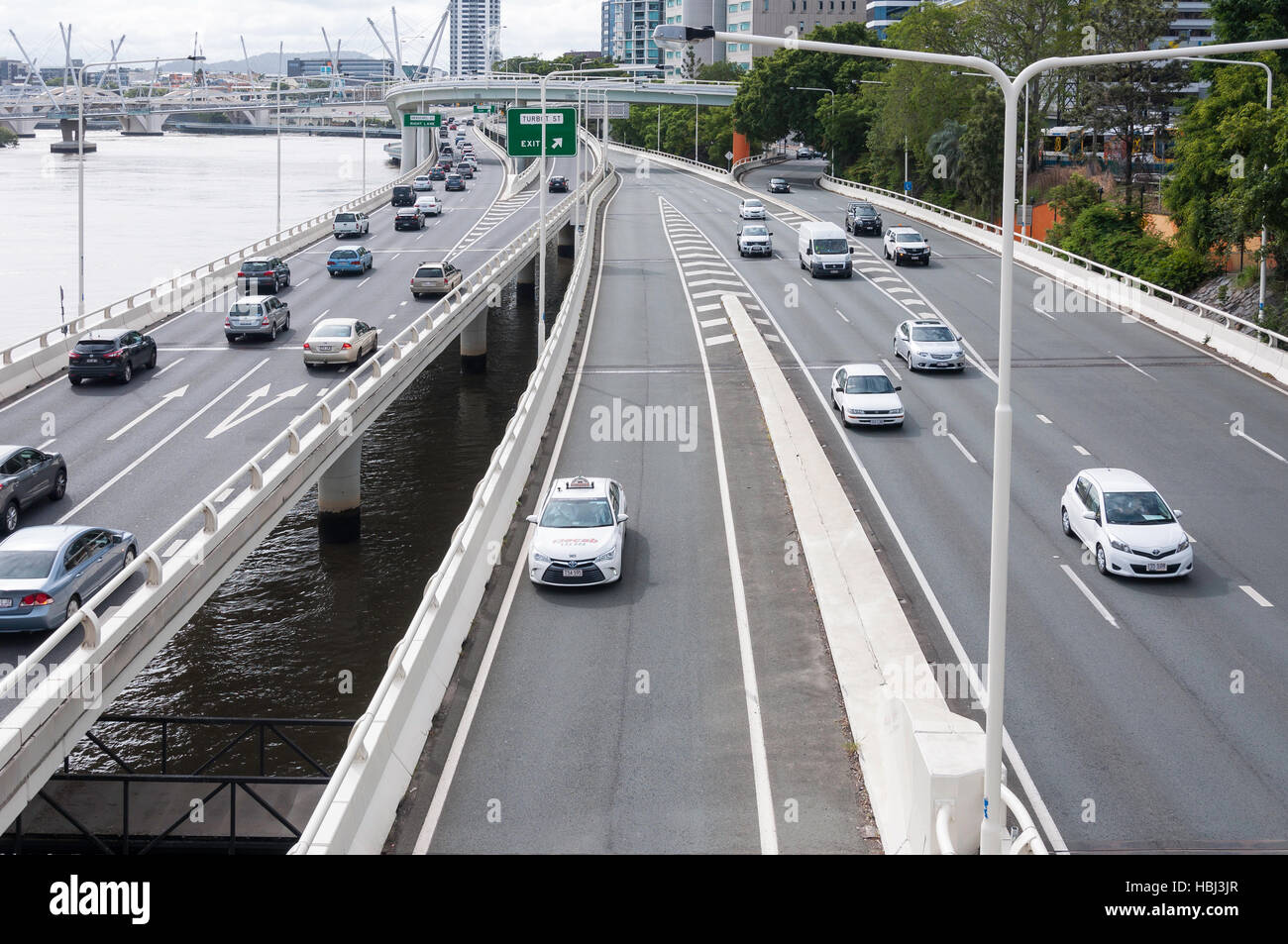 Riverside Expressway from Victoria Bridge, Brisbane City, Brisbane, Queensland, Australia Stock Photo