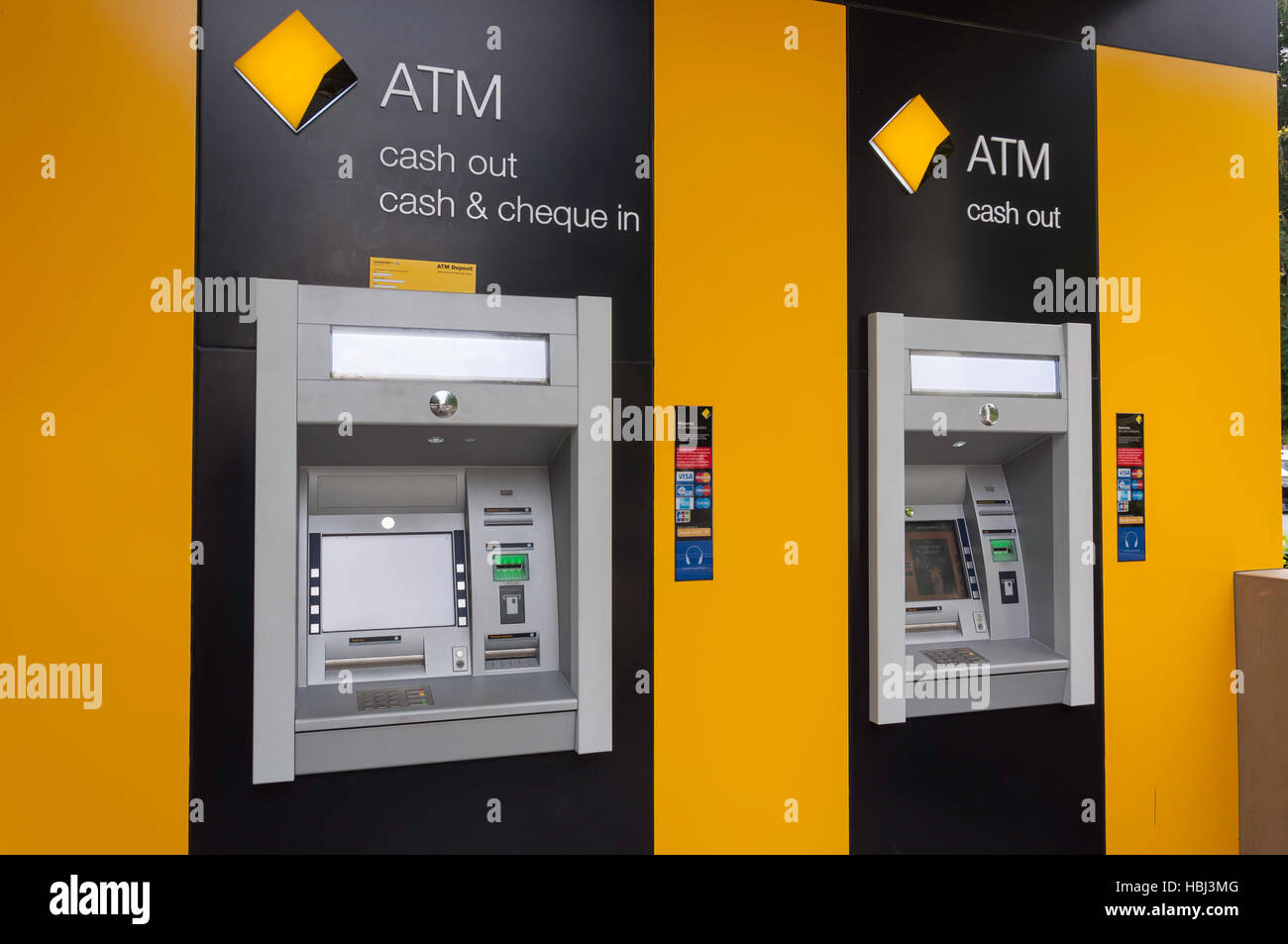 Commonwealth Bank ATM machines in Boundary Street, South Brisbane, Brisbane, Queensland, Australia Stock Photo