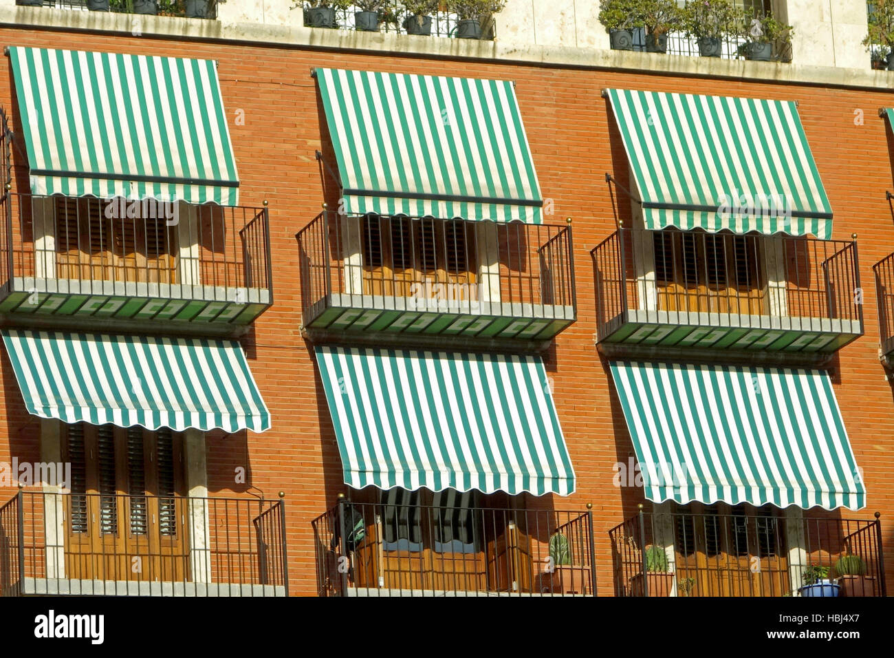 Awnings at a house in spain Stock Photo