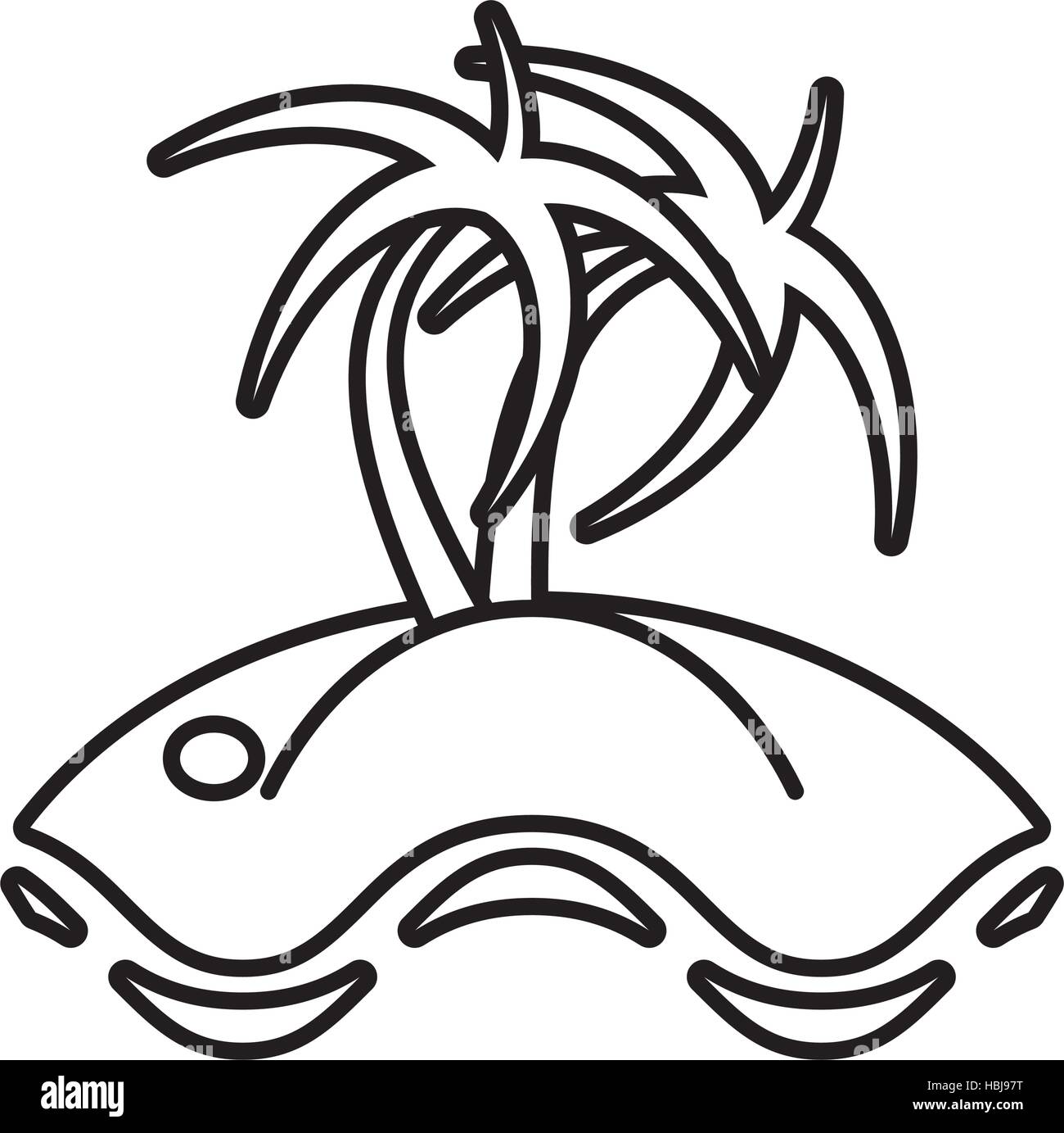 outline palm tree sand beach vector illustration eps 10 Stock Vector
