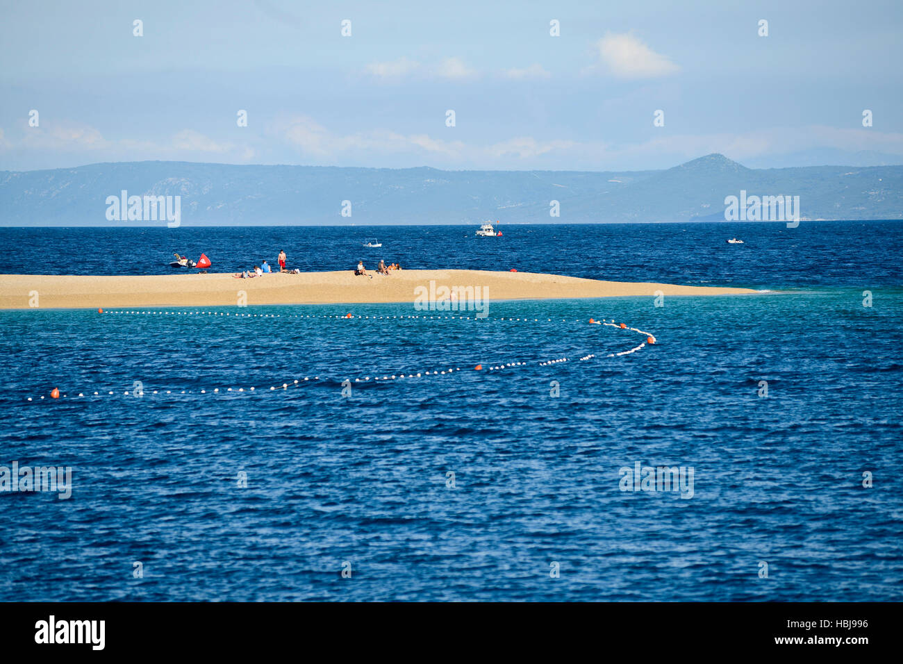 Zlatni Rat beach. View from the sea. Bol, Croatia Stock Photo