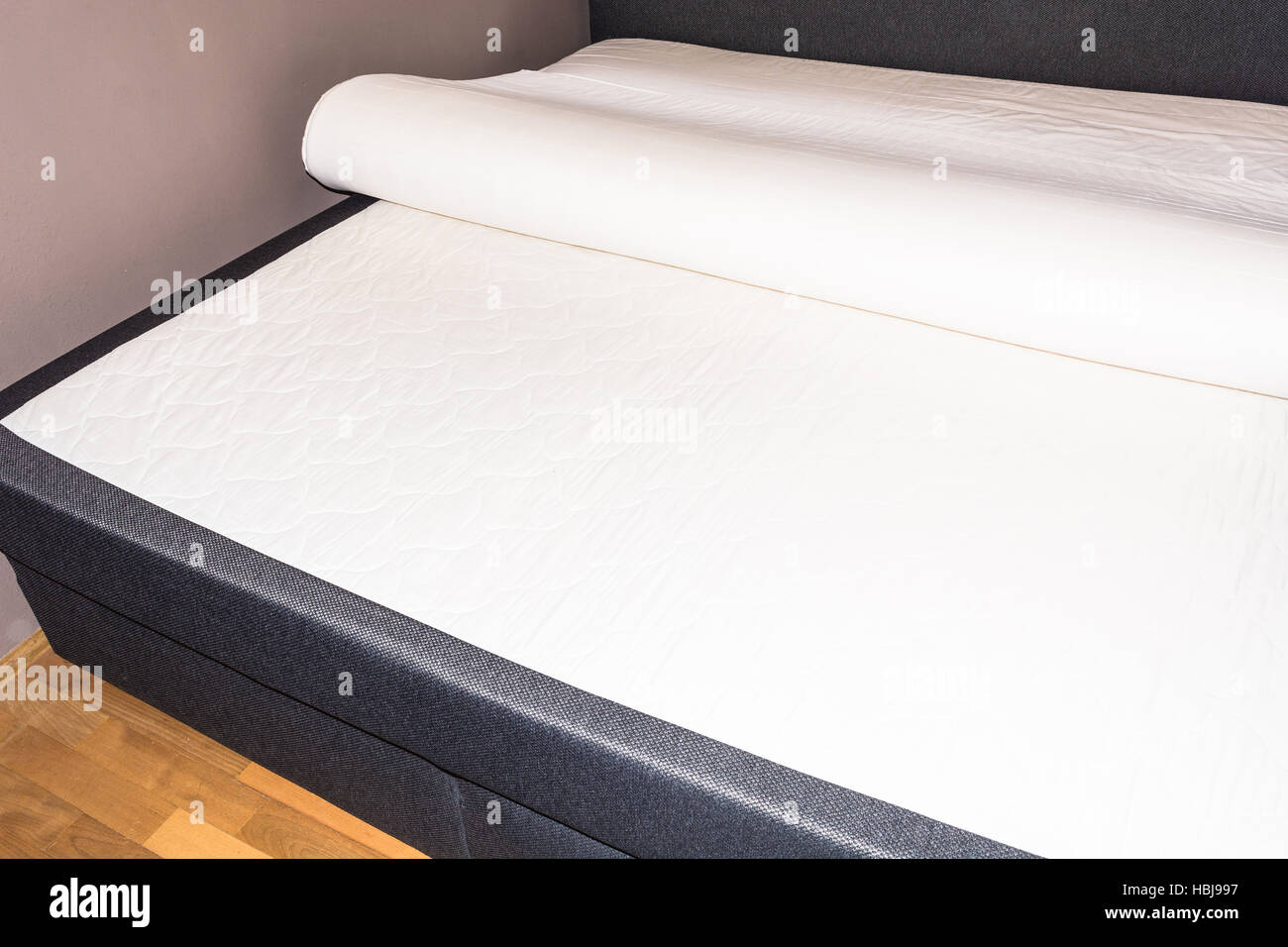 Detail bedrooms, boxspring bed mattresses Stock Photo