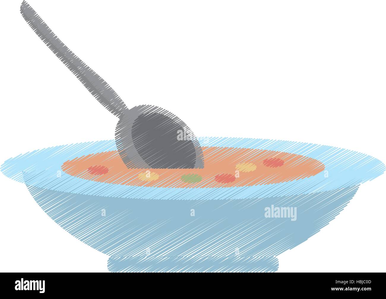 drawing delicious soup plate food hot vector illustration eps 10 Stock