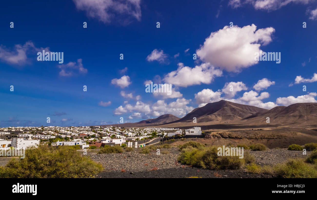 Pico de Redondo volcano and Playa Blanca Stock Photo Alamy